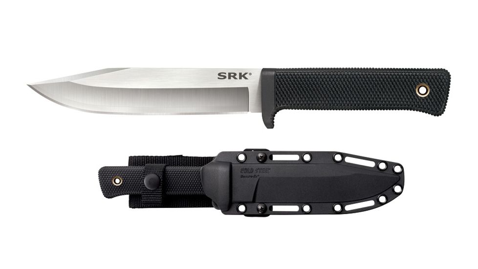 Cold Steel SRK 10.75 inch San Mai Fixed Blade Knife w/Kray-Ex Grip, Black/Silver, CS-35AN