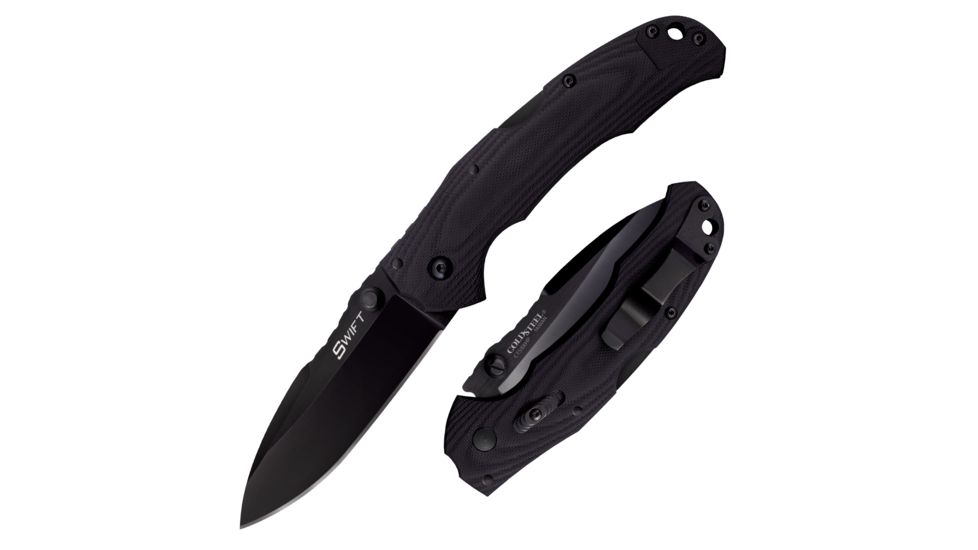 Cold Steel Swift II Knife, 4in DLC Coating Blade, G-10 Handle, Black, CS-22AB