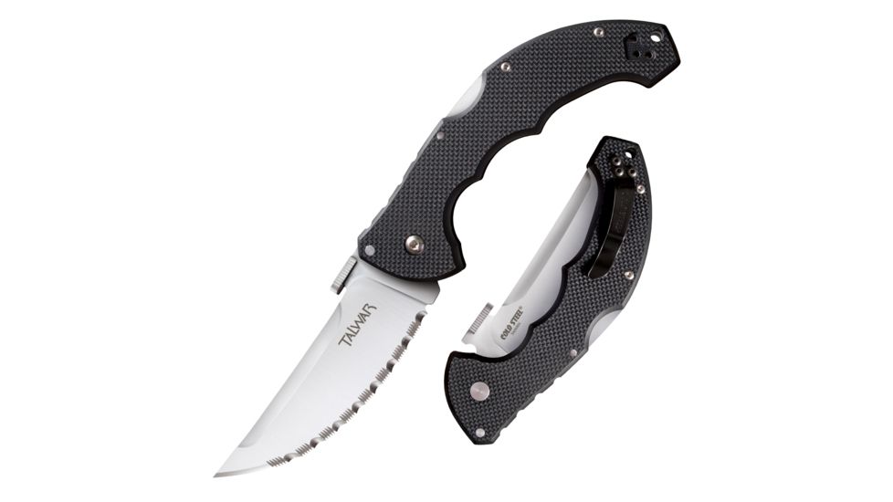 Cold Steel Talwar Serrated Folding Knife,3.75in,Satin,Black,G10 Handle, 21TCTLS