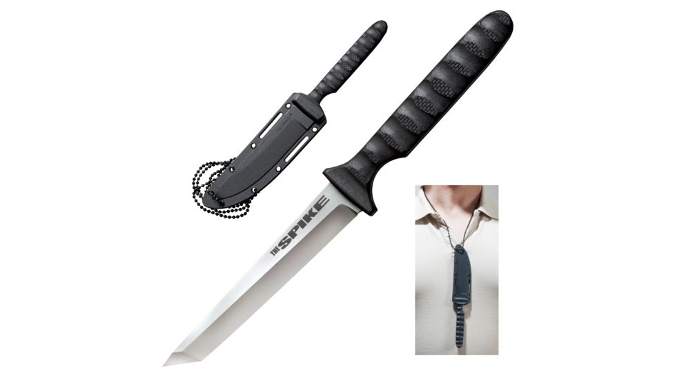 Cold Steel Tanto Spike, Black Faux G-10 Handle, Plain Edge w/ Sheath, CS-53NCT