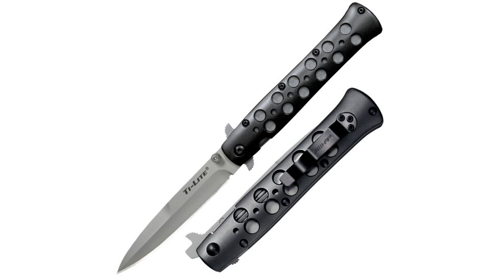 Cold Steel Ti-Lite 4in Aluminium Handle 83/4in Folding Knife, Black/Silver, CS-26B4