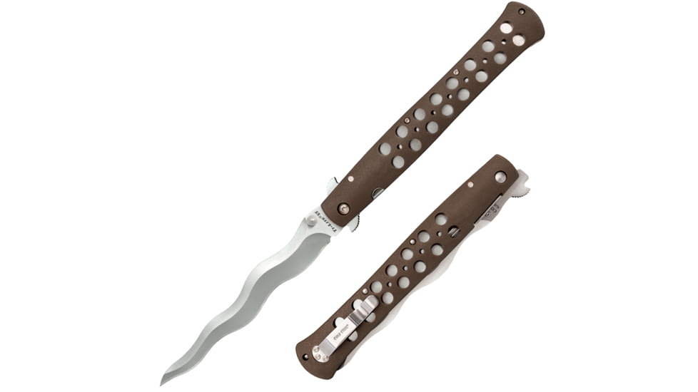 Cold Steel Ti-Lite Kris Linerlock Folding Knife, Flat Dark Earth Zy-Ex Handle, 7" Closed, 6" Satin Finish AUS-10A Stainless Blade, CS-26SXK6