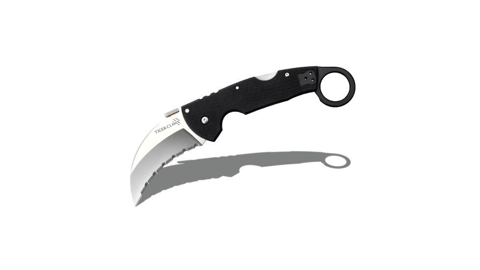 Cold Steel Tiger Claw Knife, 3in Serrated Blade, Black, CS-22KFS