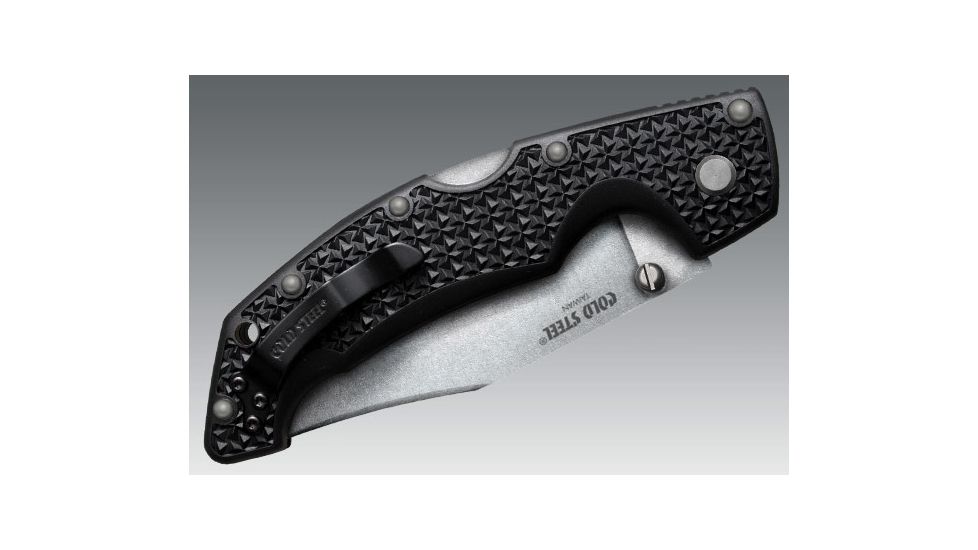Cold Steel Voyager Folding Knife w/Griv-Ex Handle, 4in Clip Point Serrated Blade, Black, CS-29TLCCS