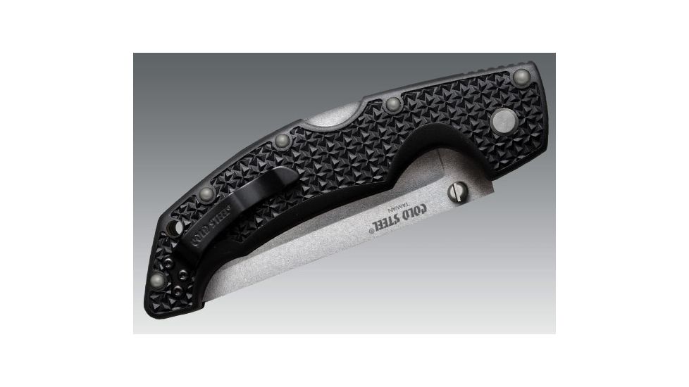 Cold Steel Voyager Large Folding Knife w/Griv-Ex Handle, 4in Tanto Serrated Blade, Black, CS-29TLCTS