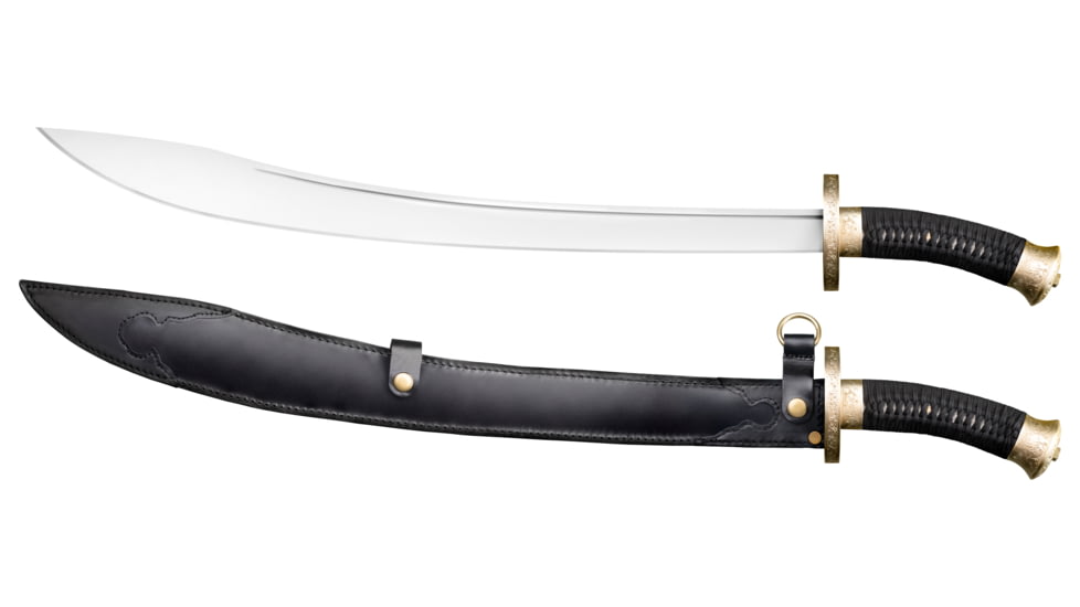 Cold Steel Willow Leaf Sword, 26.85in, 1055 Carbon Spring Steel, Black, Cord Wrapped Wood Handle, CS-88BBB