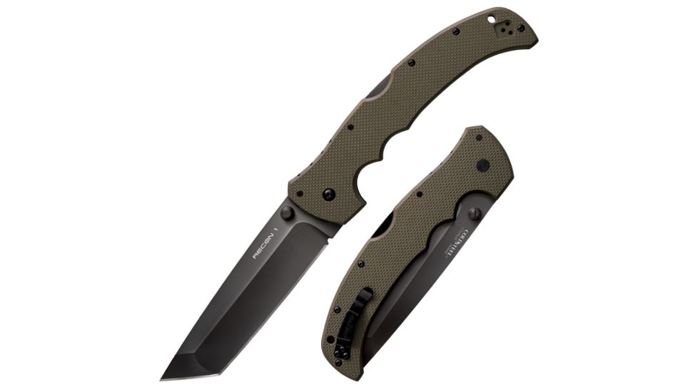 Cold Steel XL Recon 1 Tanto Point Folding Knife,5.25in,Standard Edge,Tanto,Green,G10 Handle, 27TXTVG