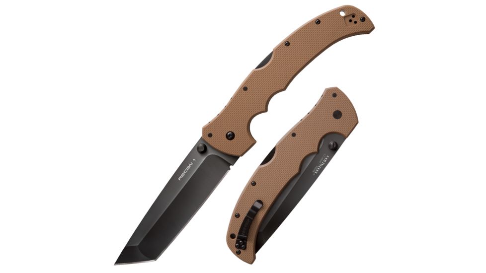 Cold Steel XL Recon 1 Tanto Point Folding Knife,5.25in,Standard Edge,Tanto,Tan,G10 Handle, 27TXTVB