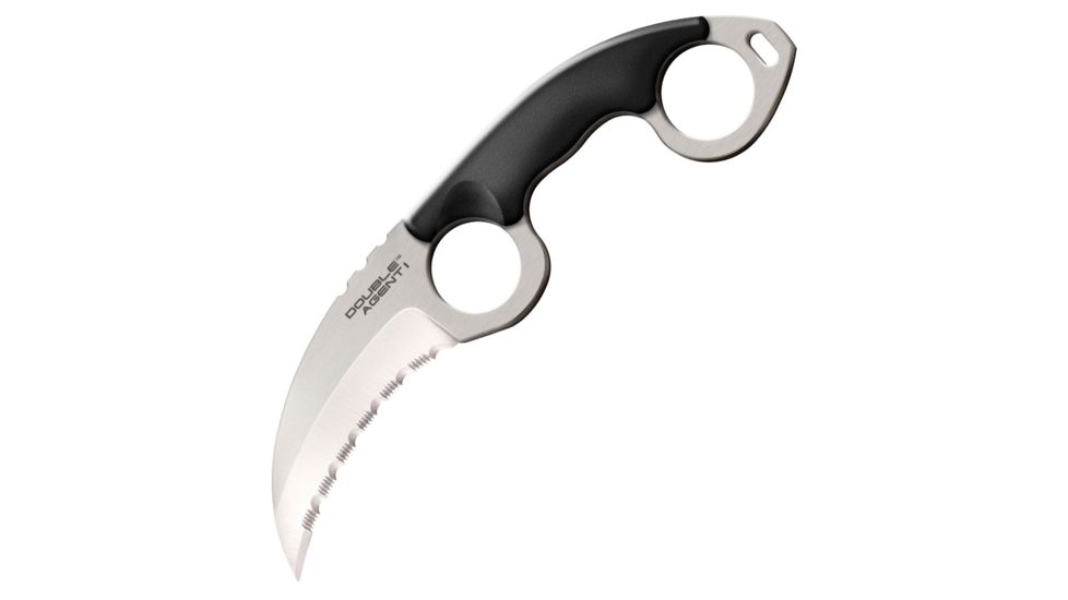Cold Steel Double Agent I Serrated 7.63in Fixed Blade Knife, Black/Silver, 7.63in, CS-39FKSZ