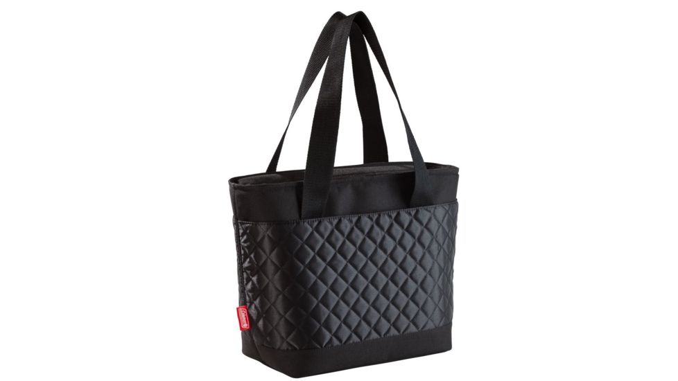 Coleman 16 Can Satchel Fashion Soft Cooler Tote W/ Quilted Accent, 2 Outer Pockets, Black 2000013055
