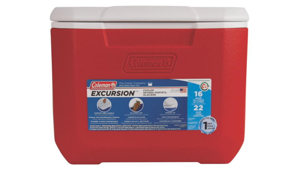 Coleman 16  Quart  Excursion Cooler 92, 5877, Red, Holds 22 Cans 3000001989