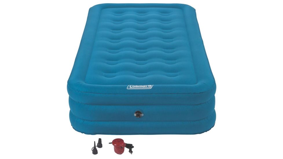 Coleman Airbed Double High Dura Plus Air Mattress W/ 120V Pump Combo, Supports up to 300 lbs, Twin, Blue 2000018323