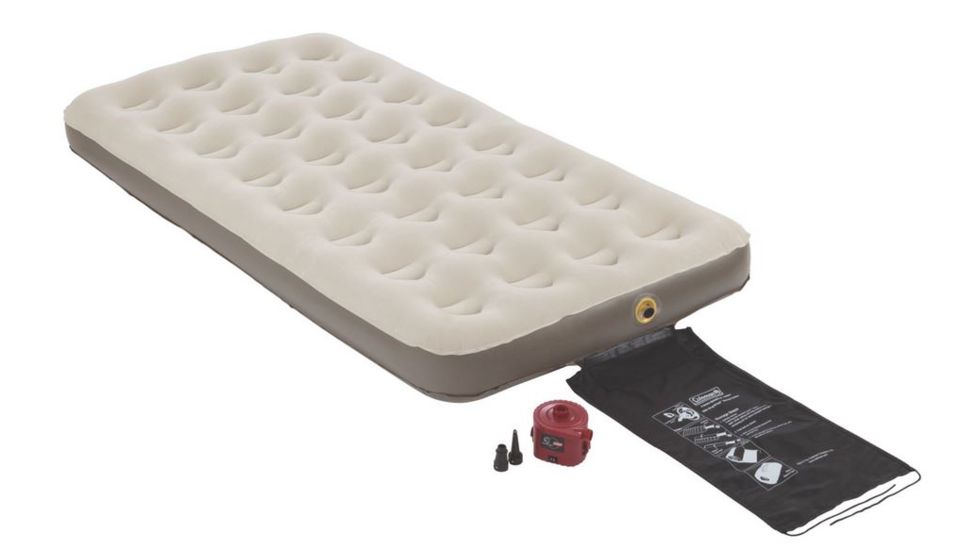 Coleman Airbed Quickbed Plus Single High Air Mattress W/ 4D Pump Combo, Built in Storage, Supports up to 300 lbs, Twin, Tan 2000018357
