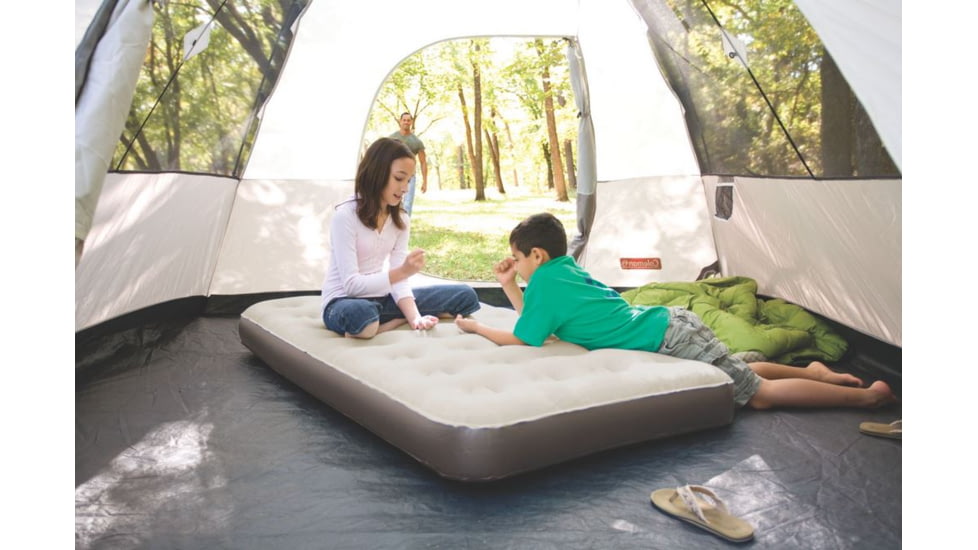 Coleman Airbed Quickbed Plus Single High Air Mattress W/ 4D Pump Combo, Built in Storage, Supports up to 300 lbs, Twin, Tan 2000018357