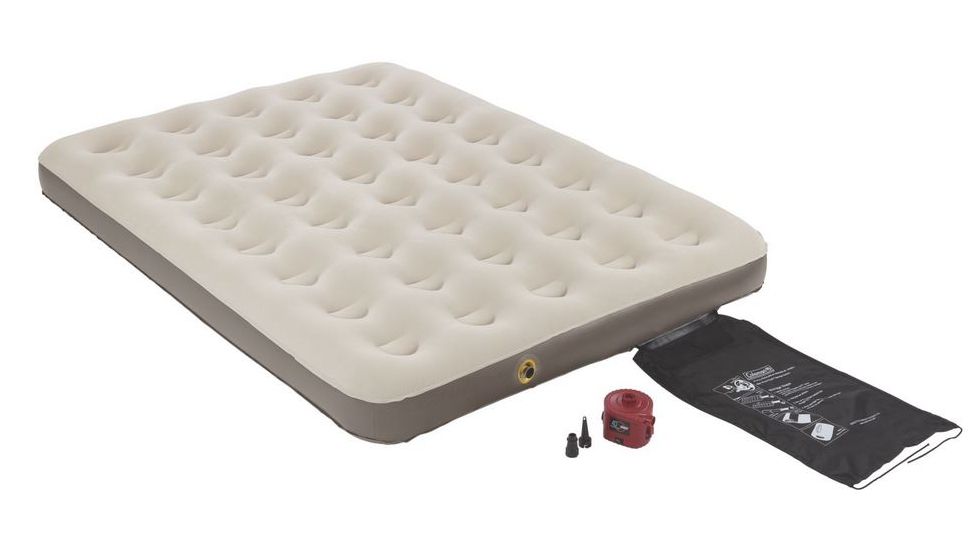 Coleman Airbed Quickbed Plus Single High Air Mattress W/ Built in Storage, 4D Pump Combo, Supports up to 600 lbs, Full, Tan 2000018358