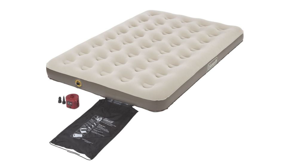 Coleman Airbed Quickbed Plus Single High Air Mattress W/ Built in Storage, 4D Pump Combo, Supports up to 600 lbs, Full, Tan 2000018358