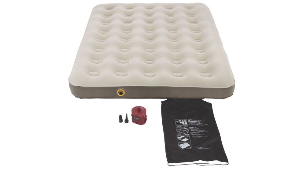 Coleman Airbed Quickbed Plus Single High Air Mattress W/ Built in Storage, 4D Pump Combo, Supports up to 600 lbs, Full, Tan 2000018358