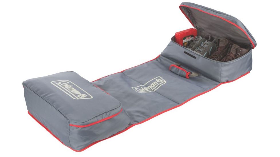Coleman Carry-All Camp Mat, Storage Bag, Two Zippered Compartments, Gray / Red 2000019396