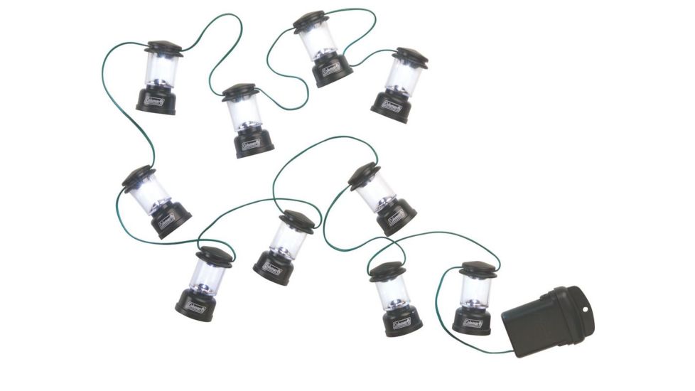 Coleman LED Lantern String Lights, String of 10 Lights, Up to 6 ft of String, 3-AA Batteries, Black 2000024165