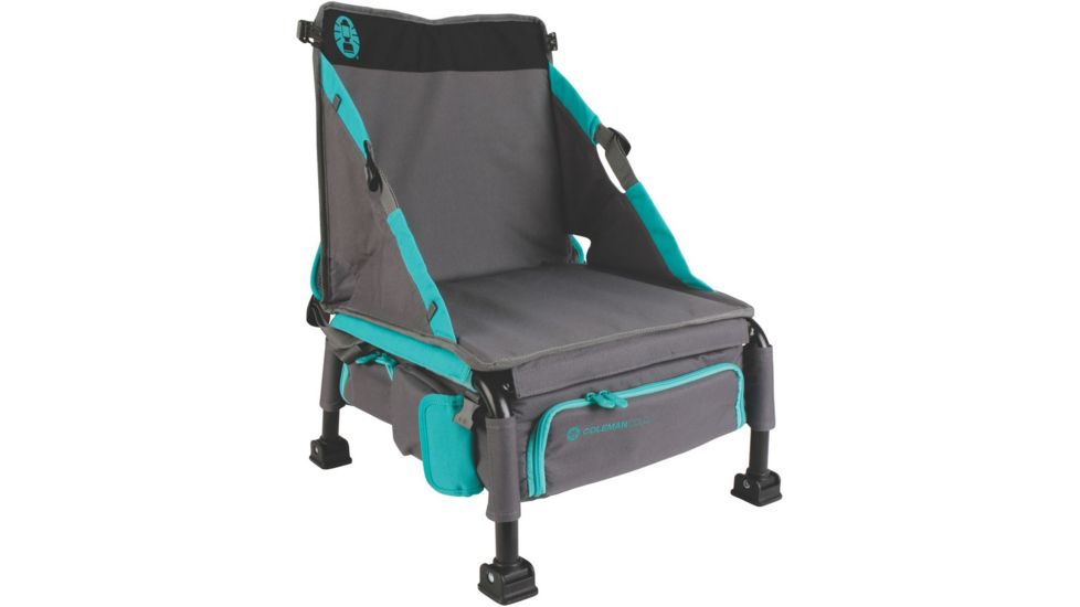 Coleman Treklite Cooler Pack Chair, Built-in 12 Can Cooler, Teal, 14.4 in Seat 2000020321