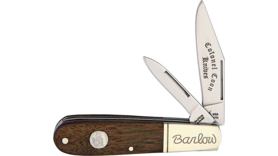 Colonel Coon Barlow Two Blade Walnut Folding Knife, SS Clip And Pen Blades, Walnut, 81 WALNUT