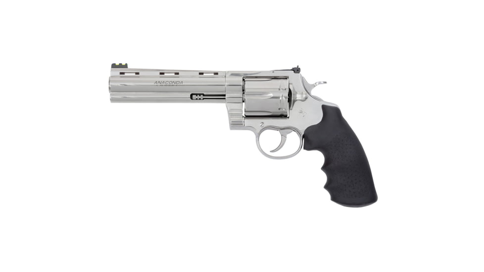 Colt Anaconda Revolver, .44 Remington Magnum, 6in Barrel, Green Front Fiber Optic Sight, Stainless Frame, Rubber Grip, 6 Round Cylinder, ANACONDASP6RFT