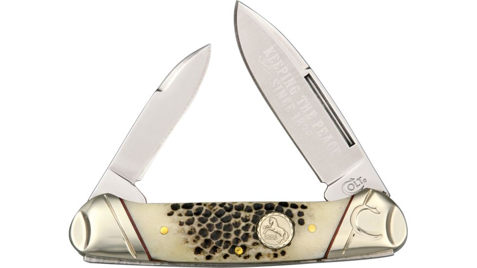 Colt Buckshot Bone Canoe Folding Knife,Spear/Pen Blade, Buck Shot Bone Handle CT478