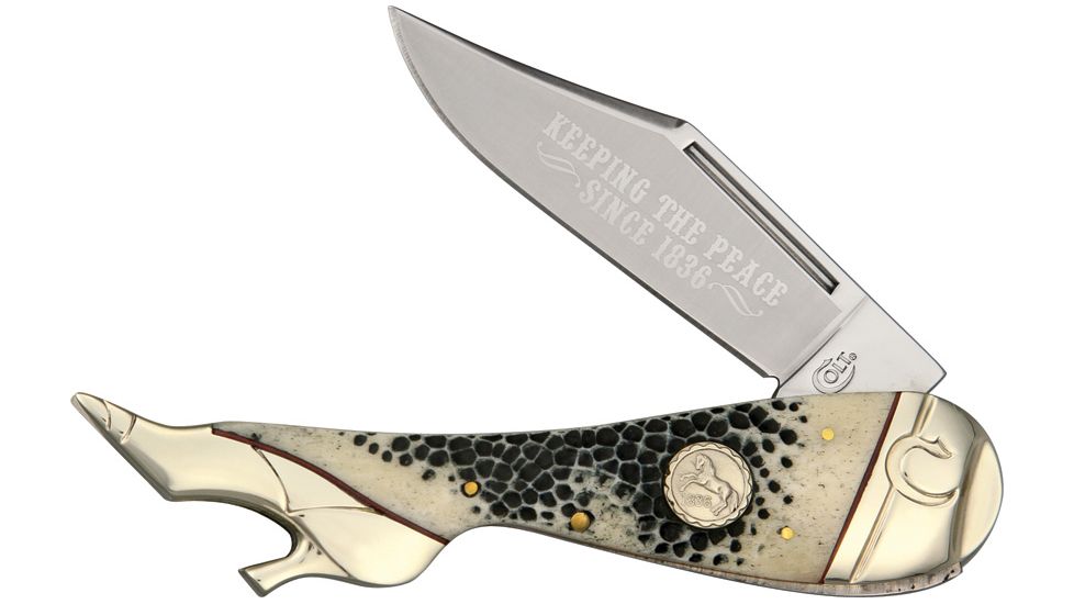 Colt Buckshot Bone Large Lady Folding Knife,Stainless Clip Blade, Buck Shot Bone Handle CT487