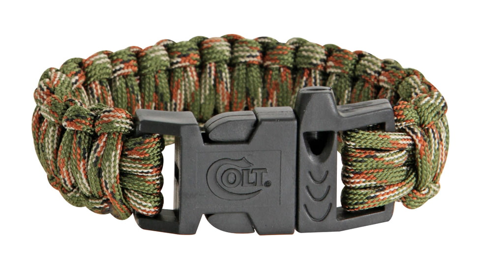 Colt Tactical S.P.E.A.R. Survival Bracelet, double weave, 1in release buckle, 7.375in dia, 10.5in cord, woodland camo CT3019