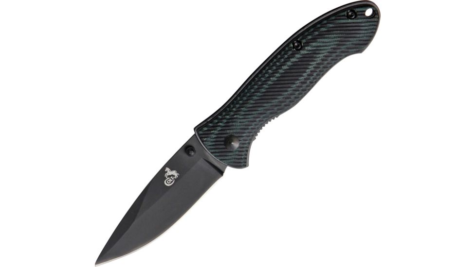 Colt Good To Go II Linerlock Folding Knife, 2.5in, Stainless Blade, Black/Green Micarta Handle CT509