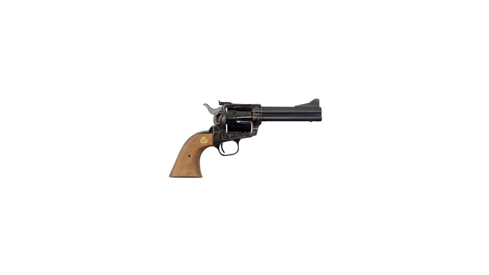 Colt New Frontier Revolver, .44 Special, 4.75 in barrel, color case hardened steel frame, walnut with medallion grip, revolving chamber, patridge front, adjustable rear, 6 round cylinder, NF-44-1-FRRMPG