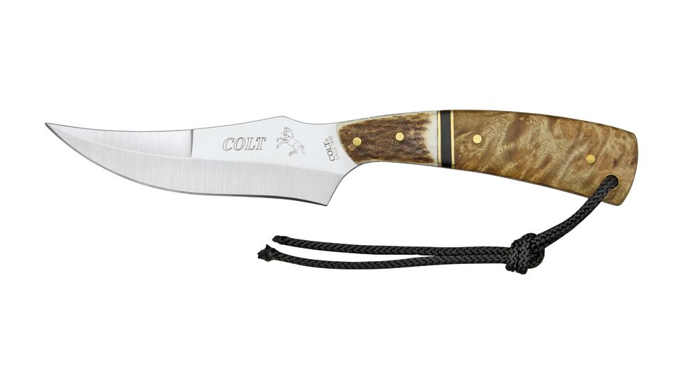 Colt Skinner Fixed Blade Knife, 3.75in, Skinner Blade, Burlwood Stag Handle CT327