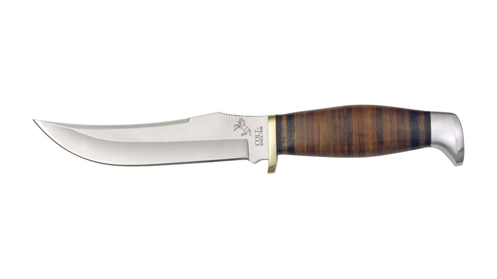 Colt Skinner Fixed Blade Knife, 5.625in, Skinner Blade, Stacked Leather Handle CT295