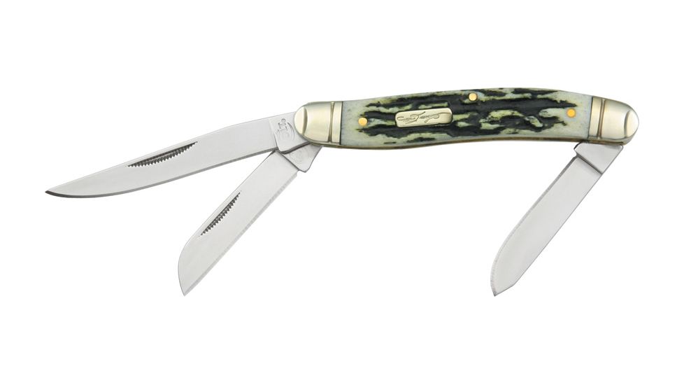 Colt Stockman Black Stag Bone Folding Knife,Clip/Spey/Sheepsfoot Blade, Stag Bone Handle CT243