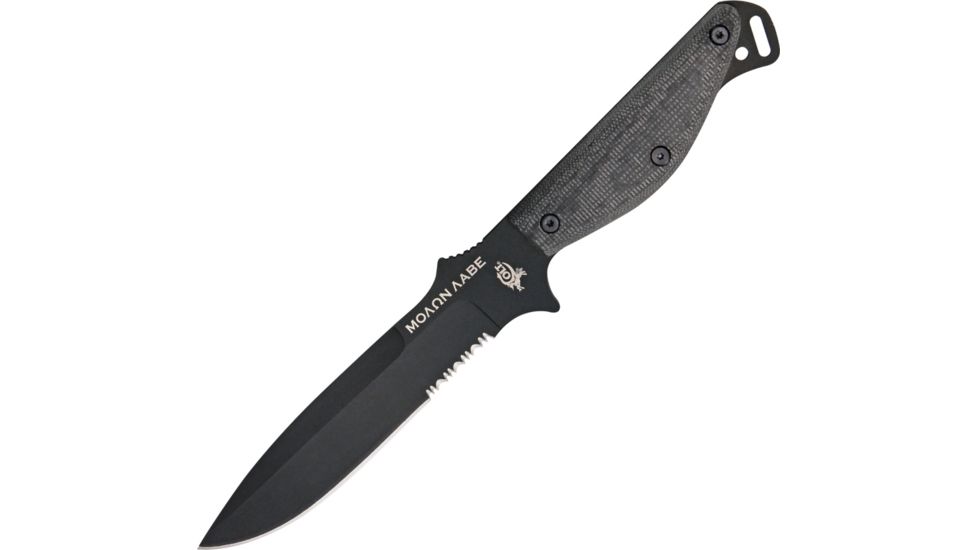 Colt Tactical Molon Labe Fixed Blade Knife, 7.25in, Serrated, Black Micarta Handle CT548