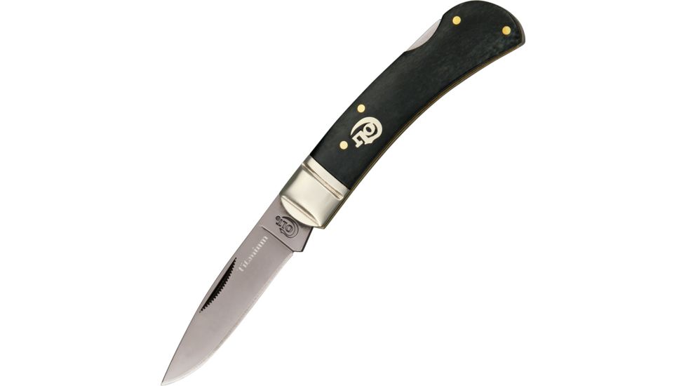 Colt Titanium Series Folding Knife, 2.25in, Titanium Drop Point, Black Smooth Bone Handle CT574