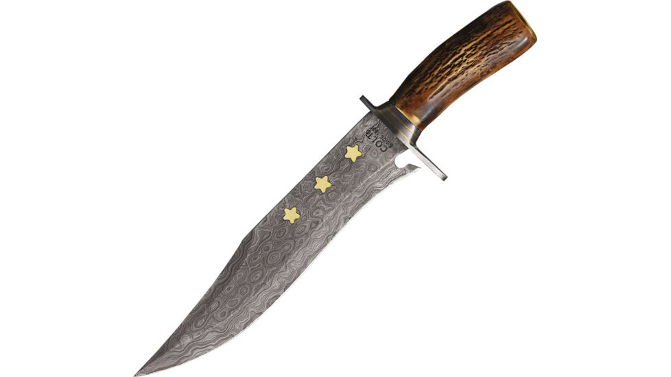Colt Washington Bowie Fixed Blade Knife,10.5in,Clip Point Blade,Stag Handle CT828