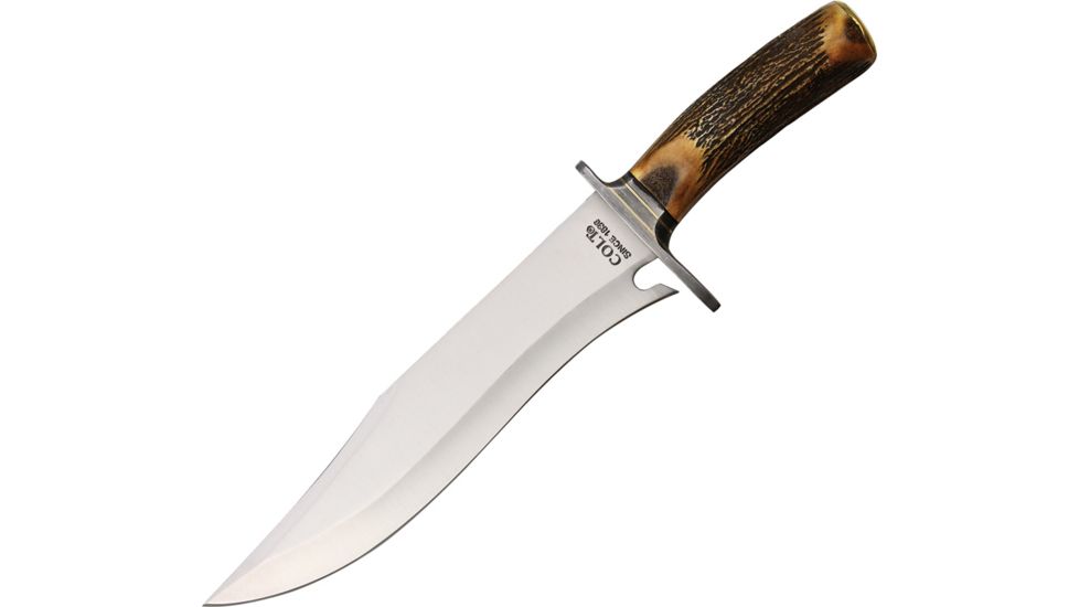 Colt Washington Bowie Fixed Blade Knife,10.5in,Stainless Clip Point Blade,Stag Handle CT829