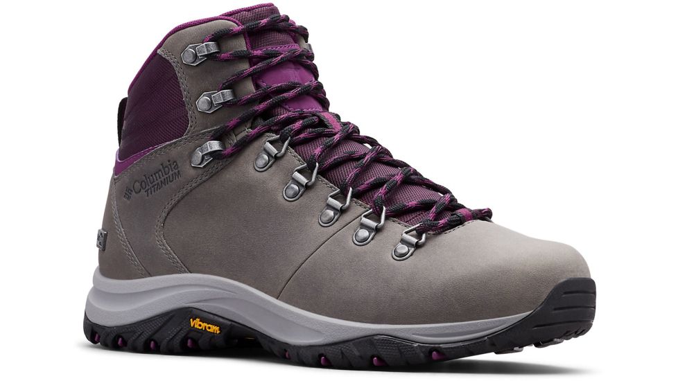 Columbia 100MW Titanium Outdry Hiking Boots - Womens, Ti Grey Steel, Black Cherry, Medium, 10, 1867861033-10