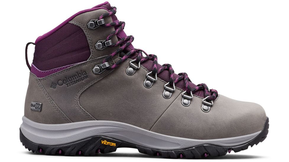 Columbia 100MW Titanium Outdry Hiking Boots - Womens, Ti Grey Steel, Black Cherry, Medium, 10, 1867861033-10