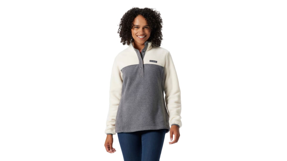 Columbia Benton Springs Half Snap Fleece Pullover - Womens, City Grey Heather/Chalk, Large, 1860991023CityGryHth,ChalkL