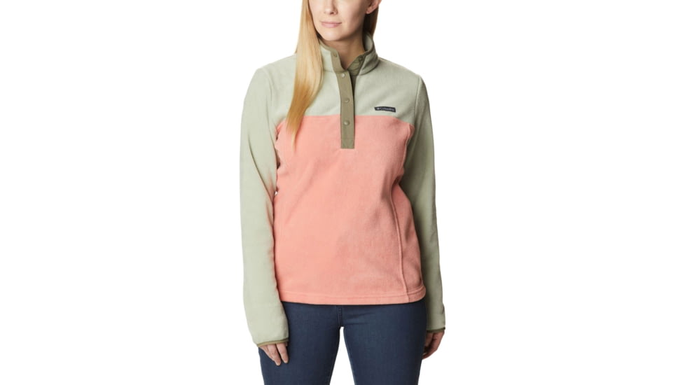 Columbia Benton Springs Half Snap Fleece Pullover - Women's, Faded Peach/Safari/Stone Green, Medium, 1860991852FddPhSfrStnGnM