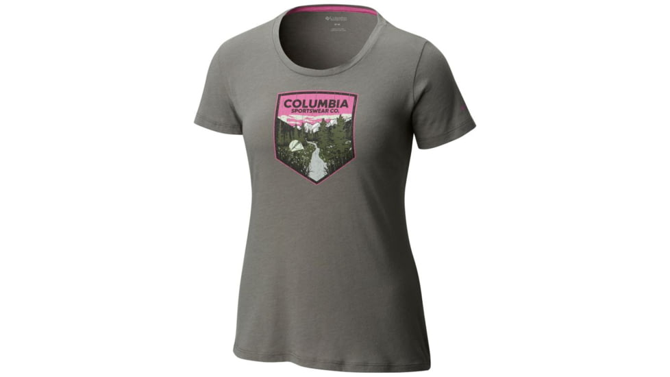 Columbia Badge Tee - Womens, Charcoal Heather, L, 1772221030L