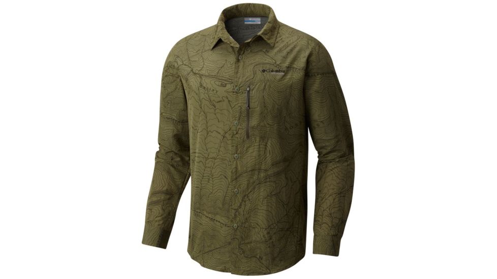 Columbia Featherweight Hike Long Sleeve Shirt - Mens, Mosstone Print, M 1654401302M