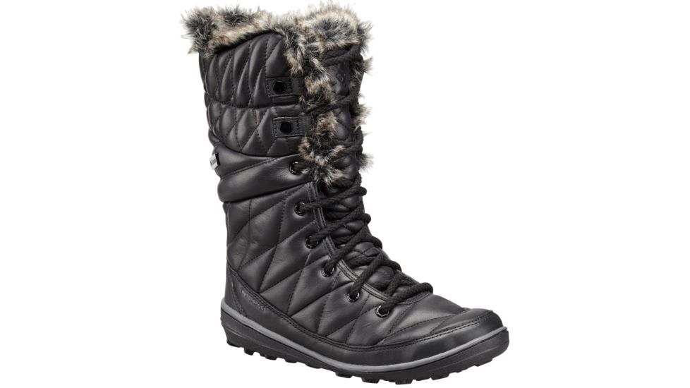 Columbia Heavenly Omni-Heat Leather After Dark Lace Winter Boot - Women's-Black/Dark Fog-Medium-8