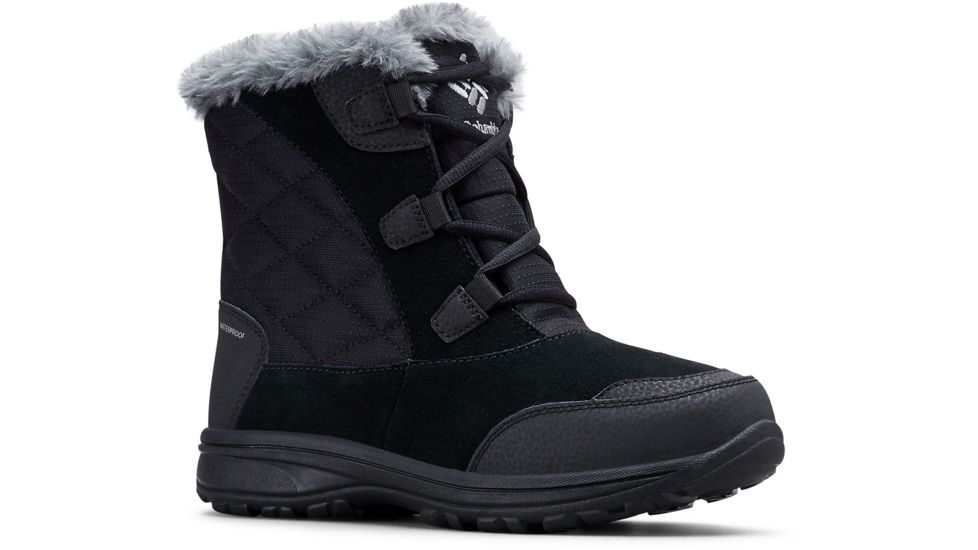 Columbia Ice Maiden Shorty Winter Boots - Womens, Black, Columbia Grey, Medium, 6, 1862391010-6