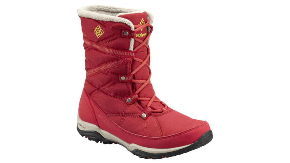 Columbia Minx Fire Tall Omni-Heat Waterproof Winter Boot - Womens-Ruby/Yellow-Medium-8 US