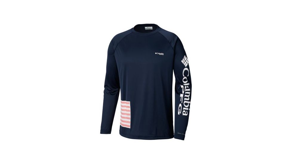 Columbia PFG Fish Series Terminal Tackle Long Sleeve - Mens, Coll Navy/US Flag Graphic, Large, 1792691465-L
