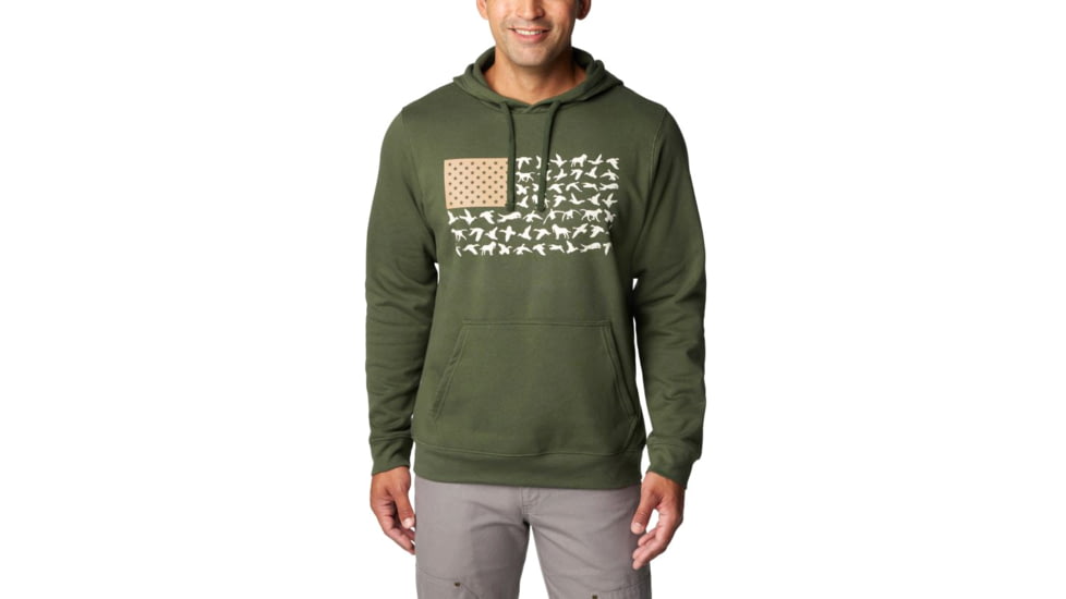 Columbia PHG Game Flag II Hoodie - Mens, Surplus Green/Sahara Duck Flag, Medium, 2013311347-M