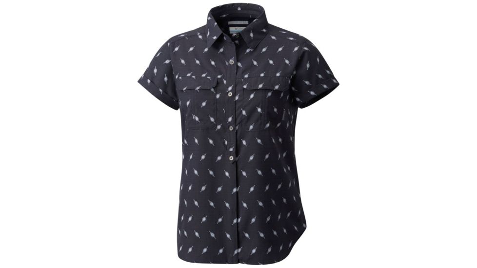 Columbia Pilsner Peak Novelty Short Sleeve Shirt - Womens, India Ink Digi Shibori Prt, L 1710501419L